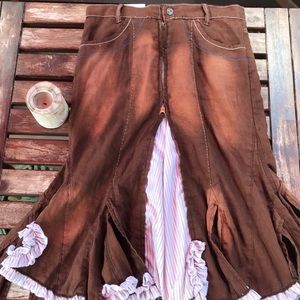 Vintage Western Ruffled Skirt & Jacket. 100% linen size medium